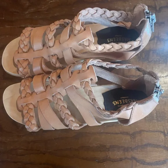 Swedish Hasbeens Brown Leather Braided Sandals - Picture 2 of 5